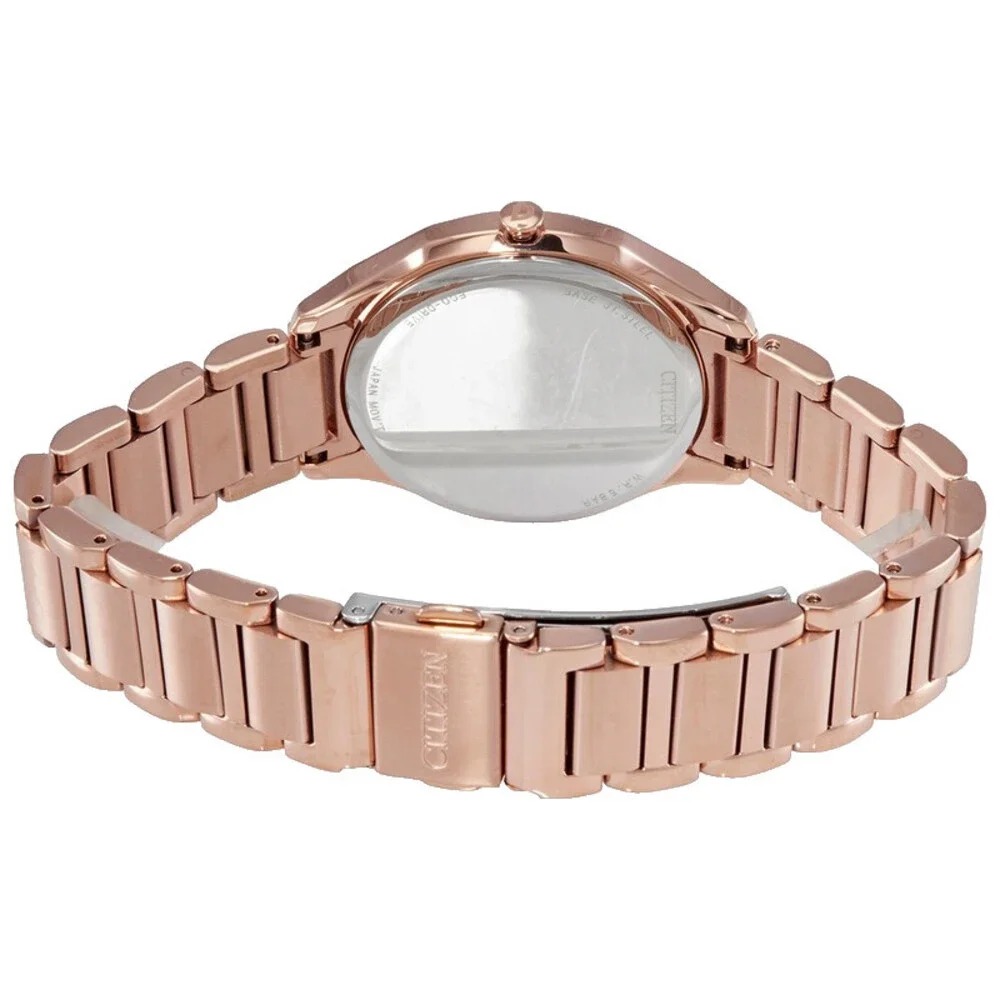 CITIZEN ECO DRIVE EM0758-58X ROSE GOLD DIAL & BRACELET QUARTZ 35MM WOMENS WATCH